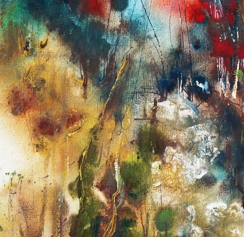 Abstract landscape painting on handmade paper